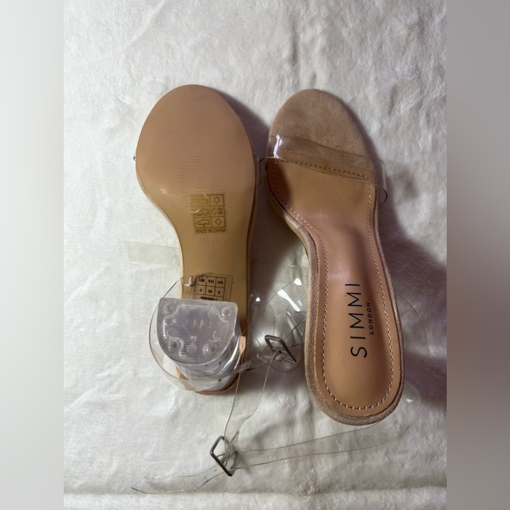 simmi London heels clear heel  snake Vera! Size 5 color nude suede clear - Picture 6 of 14